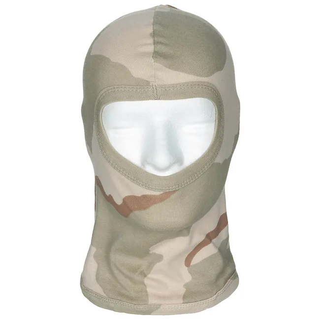Balaclava, 1-Loch, dünn, 3 Fb. desert, 100 % Baumwolle