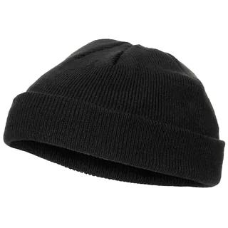 Rollmütze, Polyacryl, schwarz, fein gestrickt, extra kurz
