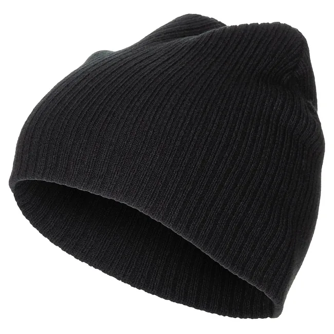 Strickmütze, "Beanie", Rip, schwarz, extra kurz