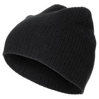Strickmütze, "Beanie", Rip, schwarz, extra kurz