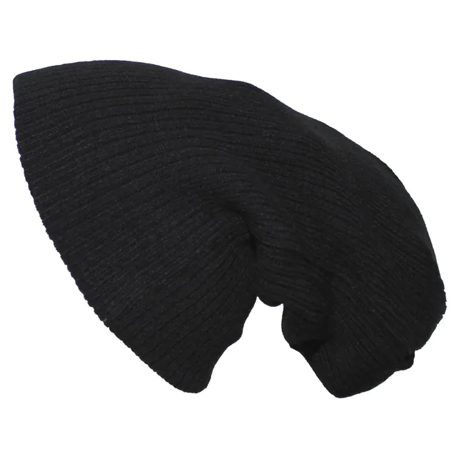 Strickmütze, "Beanie", Rip, schwarz, extra lang