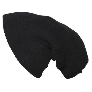 Strickmütze, "Beanie", Rip, schwarz, extra lang