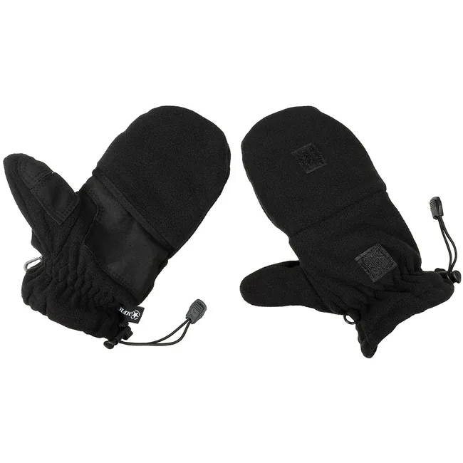 Fleece-Faust-Fingerhandschuhe, schwarz, mit Ausziehschlaufen