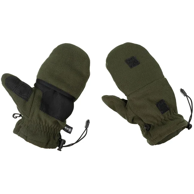 Fleece-Faust-Fingerhandschuhe, oliv, mit Ausziehschlaufen
