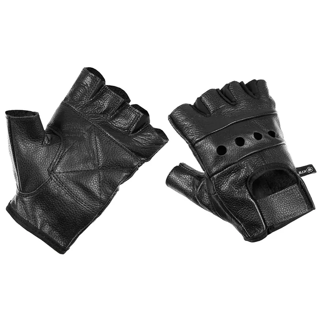Lederhandschuhe, ohne Finger, "Deluxe", schwarz