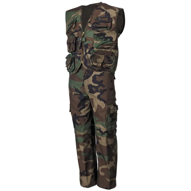 Kinder-Anzug, Weste und Hose, woodland, Hosenbeine abnehmbar