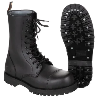 Stiefel, 10-Loch,"Pure Trash", schwarz, Stahlkappe, Schrauben