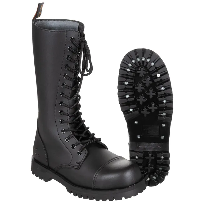 Stiefel, 14-Loch,"Pure Trash", schwarz, Stahlkappe, Schrauben