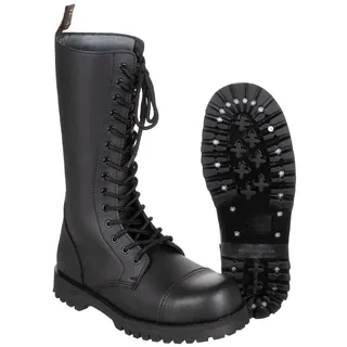Stiefel, 14-Loch,"Pure Trash", schwarz, Stahlkappe, Schrauben