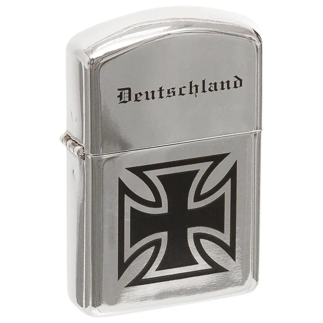 Benzin-Sturmfeuerzeug, chrom, poliert, "Deutschland", unbef.