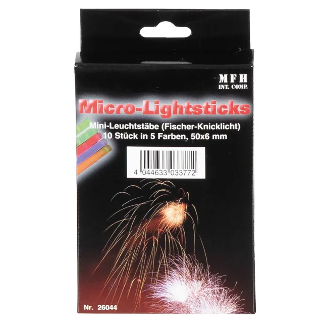 Leuchtstab, Mini, (Fischer-, Knicklicht), 10 Stk./Pack
