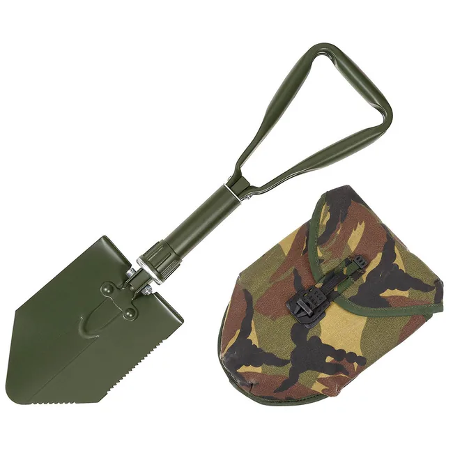 BW Klappspaten, 3-teilig, oliv, mit gebrauchter Tasche