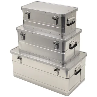Transportkisten, Alu, 3er Set, 34 l, 55 l, 100 l