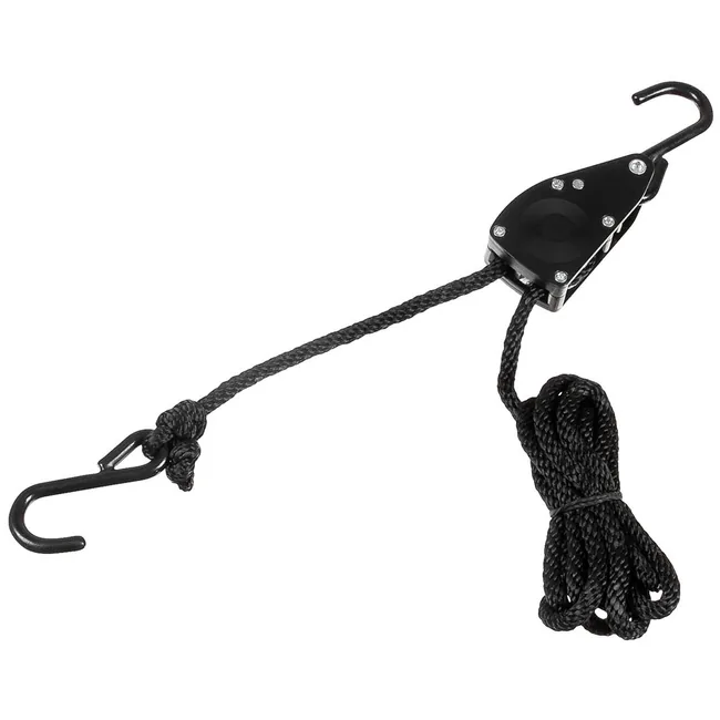 Spannseil, 6 mm, 2 Meter, mit Ratschensicherung, schwarz