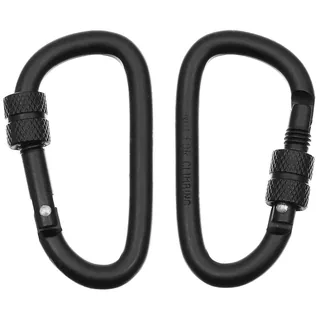 Karabiner, Schraubverschluss, D 6mm x 6cm, 2er Pack,schwarz