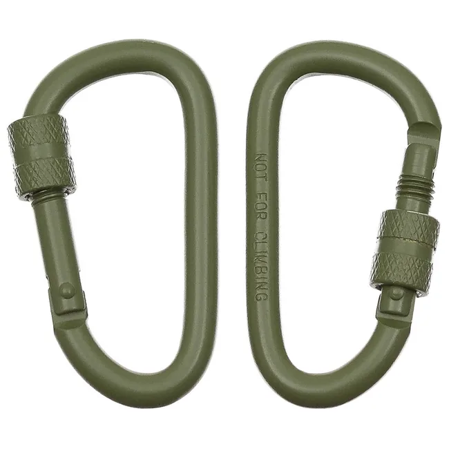 Karabiner, Schraubverschluss, D 6 mm x 6 cm, 2er Pack, oliv
