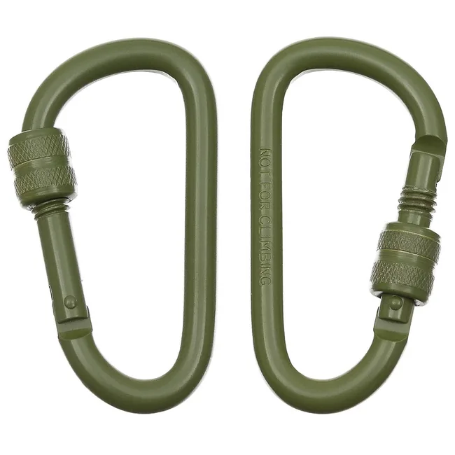 Karabiner, Schraubverschluss, D 8 mm x 8 cm, 2er Pack, oliv