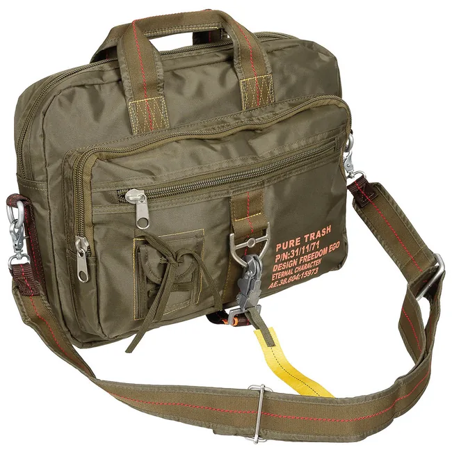 Handtasche, "PT", groß, Karabinerhaken, oliv