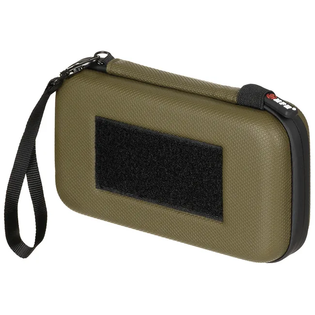 Tasche, Hartschale, klein, mit Klettschlaufen, oliv