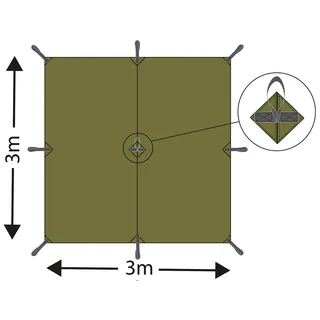 Mehrzweckplane,"Tarp Extreme", oliv, ca. 300 x 300 cm