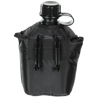 US Plastikfeldflasche, 1 l, Hülle, schwarz