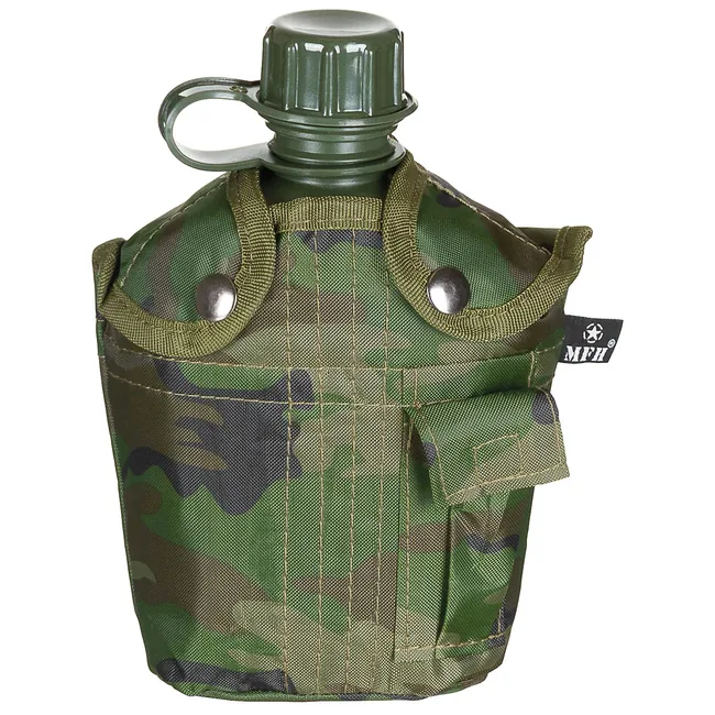 US Plastikfeldflasche, 1 l, Hülle, woodland