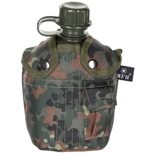 US Plastikfeldflasche, 1 l, Hülle, flecktarn