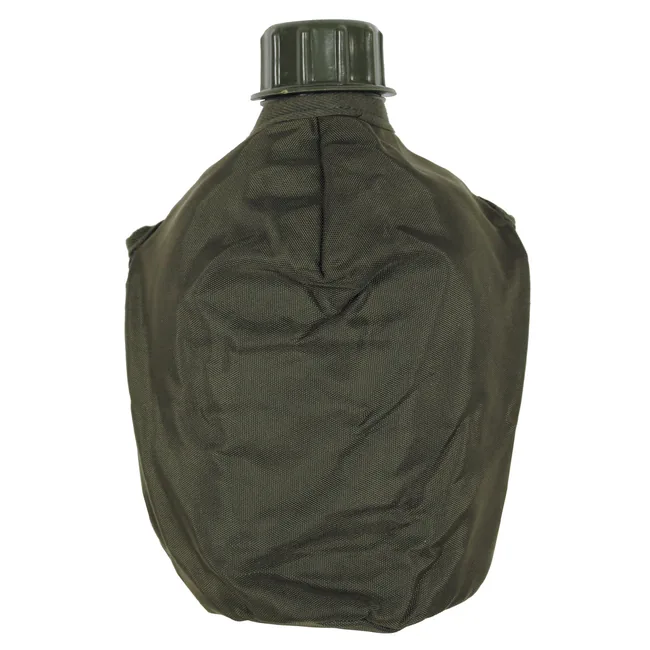 Plastikfeldflasche, oliv, neu, 1 l, mit österr. Hülle neuw.
