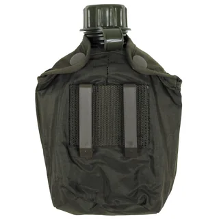 Plastikfeldflasche, oliv, neu, 1 l, mit österr. Hülle neuw.