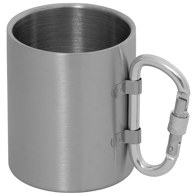 Tasse, Edelstahl, Karabiner, doppelwandig, ca. 300 ml