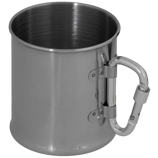 Tasse, Edelstahl, Karabiner, einwandig, ca. 220 ml