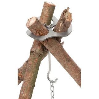 Dreibeinhalter, Edelstahl, mit Kette und Haken