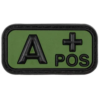 Klettabzeichen, schwarz-oliv, Blutgruppe "A POS", 3D