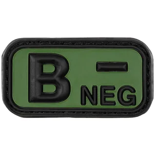 Klettabzeichen, schwarz-oliv, Blutgruppe "B NEG", 3D