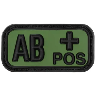 Klettabzeichen, schwarz-oliv, Blutgruppe "AB POS", 3D