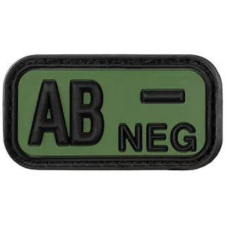 Klettabzeichen, schwarz-oliv, Blutgruppe "AB NEG", 3D