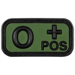 Klettabzeichen, schwarz-oliv, Blutgruppe "O POS", 3D