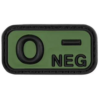 Klettabzeichen, schwarz-oliv, Blutgruppe "O NEG", 3D