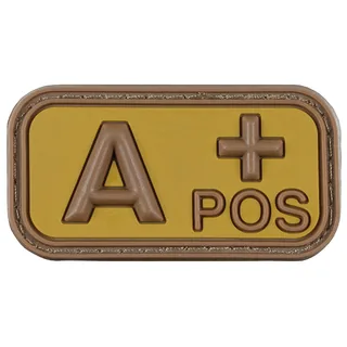 Klettabzeichen, braun-khaki, Blutgruppe "A POS", 3D