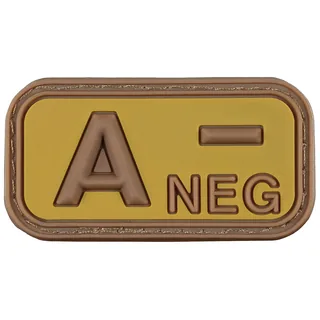 Klettabzeichen, braun-khaki, Blutgruppe "A NEG", 3D