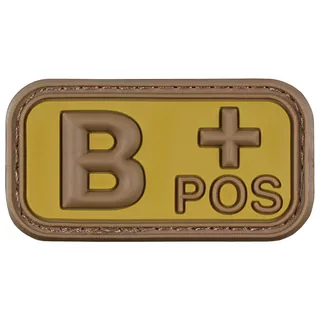 Klettabzeichen, braun-khaki, Blutgruppe "B POS", 3D