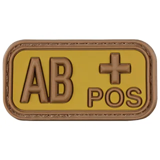 Klettabzeichen, braun-khaki, Blutgruppe "AB POS", 3D