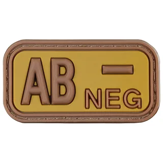 Klettabzeichen, braun-khaki, Blutgruppe "AB NEG", 3D