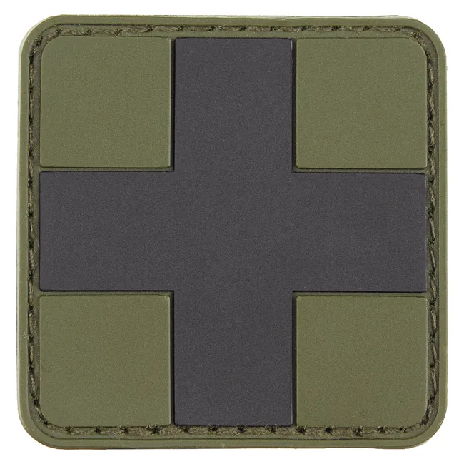Klettabzeichen, "FIRST AID", oliv-schwarz, 3D, ca. 5 x 5 cm