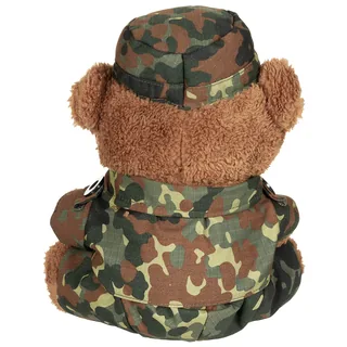 Teddybär, mit Anzug und Mütze, flecktarn, ca. 28 cm