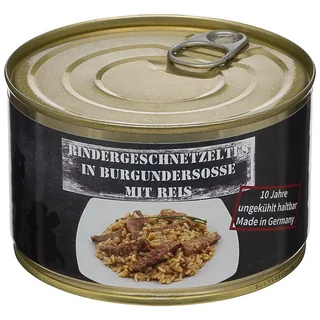 Rindergeschnetzeltes mit Reis, Vollkonserve, 400 g, 7% Mwst.