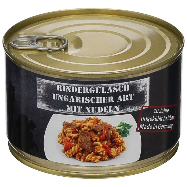 Rindergulasch ungar. m.Nudeln, Vollkonserve, 400 g, 7% Mwst.