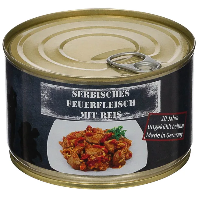 Serb. Feuerfleisch mit Reis, Vollkonserve, 400 g, 7% Mwst.
