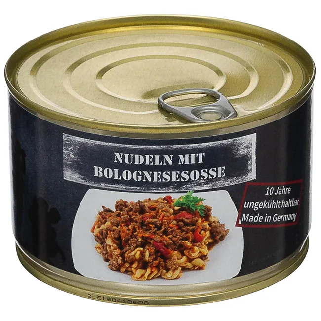 Nudeln mit Bolognesesoße, Vollkonserve, 400 g, 7% Mwst.