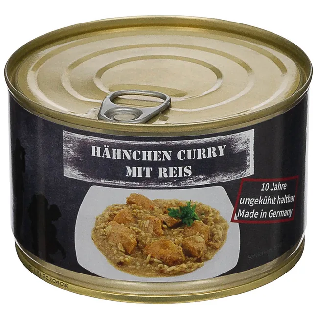 Hähnchen Curry mit Reis, Vollkonserve, 400 g, 7% Mwst.